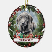 Sweet Weimaraner Puppy Custom Kerstmis Keramisch Ornament (Links)