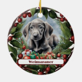 Sweet Weimaraner Puppy Custom Kerstmis Keramisch Ornament (Achterkant)