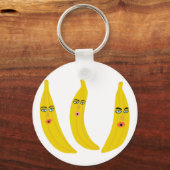 Sweet Whimsical Banana Trio Fruity Fun Sleutelhanger (Voorkant)