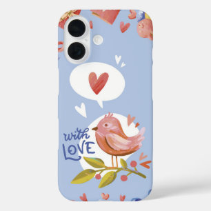 Sweet Whispers Schattigee Lovebird Valentijn iPhone 16 Hoesje