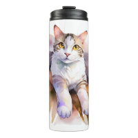 Sweet White Cat Waterverf Illustratie