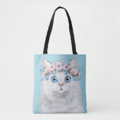 Sweet White Floral Cat Draagtas (Voorkant)
