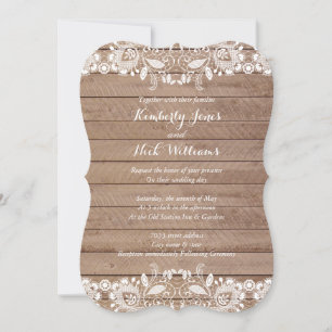 Sweet White Lace Wood Weddenschap Kaart