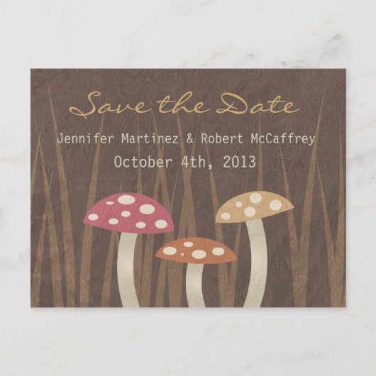 Sweet Wild Mushroom Weddenschap Save the Date Brie Aankondigingskaart (Voorkant)