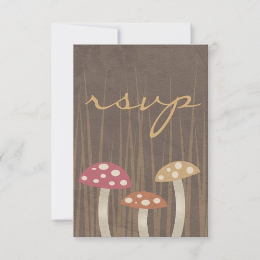 Sweet Wild Mushroom Wedding RSVP Reply Kaart (Voorkant)