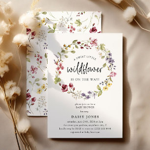 Sweet Wildflower Wreath Baby shower Kaart