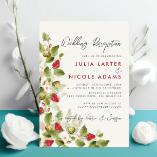 Sweet Wildflowers Aardbei bruiloft receptie Kaart