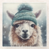 Sweet Winter Alpaca Glazen Onderzetter (Voorkant)