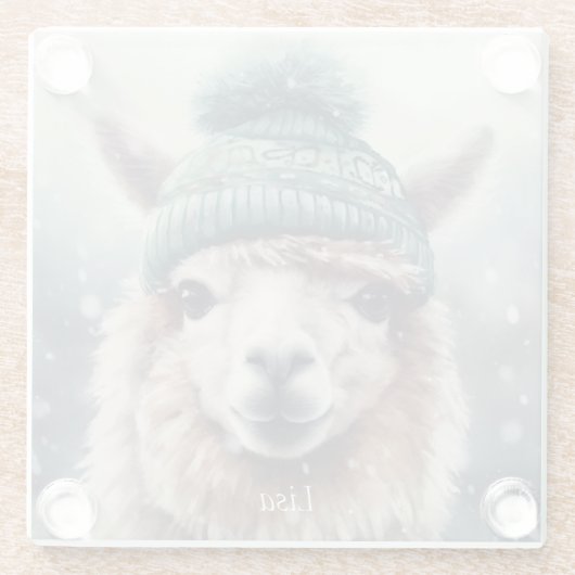 Sweet Winter Alpaca Glazen Onderzetter (Achterkant)