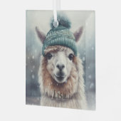 Sweet Winter Alpaca, op maat Glas Ornament (Voorkant links)