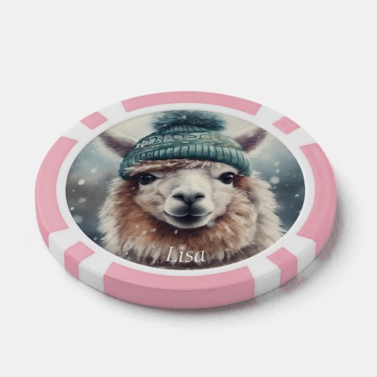Sweet Winter Alpaca, op maat Poker Chips (Enkel)