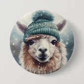 Sweet Winter Alpaca, op maat Ronde Button 7,6 Cm (Voorkant)
