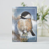 Sweet Winter Chickadee Bird Artwork Bedankkaart (Staand voorkant)