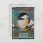 Sweet Winter Chickadee Bird Painting Bedankt (Voorkant / Achterkant)
