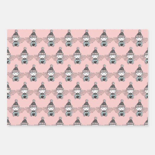 Sweet Winter Girls Trio Inpakpapier Vel (Voorkant)