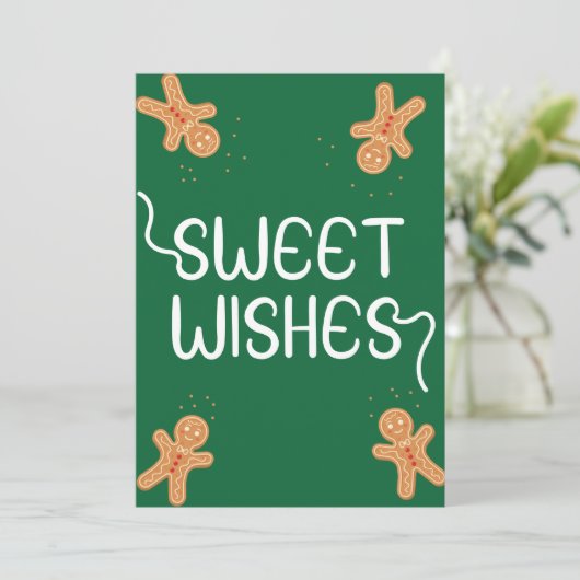 Sweet Wishes Platte kerstkaart (Staand voorkant)