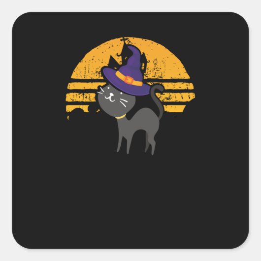 Sweet witch cat vierkante sticker (Voorkant)