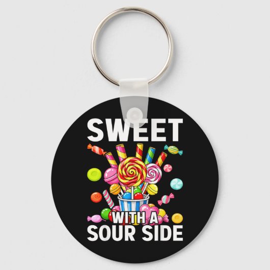 Sweet With A Sour Side Funny Candy Patch Delicious Sleutelhanger (Voorkant)