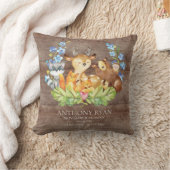 Sweet Woodland Animals Baby Birth Stats Coussin (Couverture)