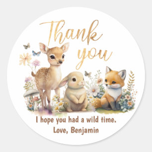 Sweet Woodland Animals Baby shower Hartelijk dank Ronde Sticker