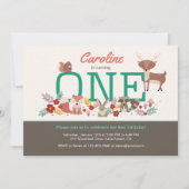 Sweet Woodland Animaux Première Invitation d'anniv (Devant)