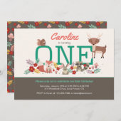 Sweet Woodland Animaux Première Invitation d'anniv (Devant / Derrière)