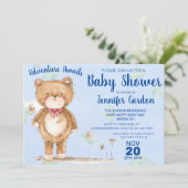 Sweet Woodland Beer Blue Baby shower Kaart (Staand voorkant)