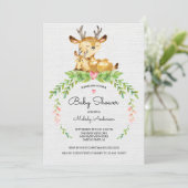 Sweet Woodland Deer Baby shower Invitation Kaart (Staand voorkant)
