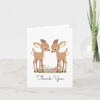 Sweet Woodland Deer Twin Baby Merci cadeau bébé