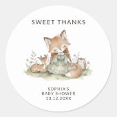 Sweet Woodland Fox Baby Shower Sticker (Devant)
