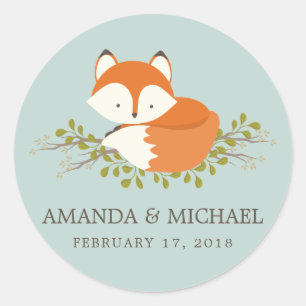 Sweet Woodland Fox Evenement Favor Seal Ronde Sticker