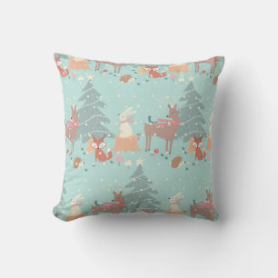 Sweet Woodland Kerstmis Rustic Farmhouse Blue Kussen