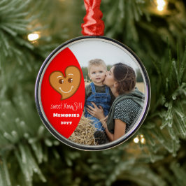 Sweet XmaS peperkoek Hart Bewerkbaar-Foto-Rood Metalen Ornament