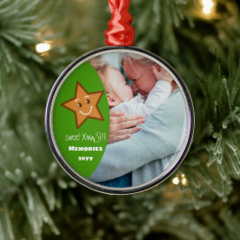 Sweet XmaS peperkoek Star Bewerkbaar-Foto-Groen Metalen Ornament