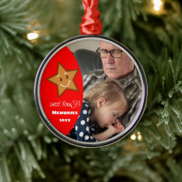 Sweet XmaS peperkoek Star Bewerkbaar-Foto-Rood Metalen Ornament