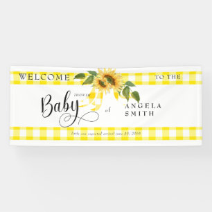 Sweet Yellow Gingham Sunflower Baby shower Welkom Spandoek