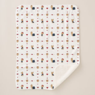 Sweet Yorkies Bogen en harten - Wit - Sherpa Deken