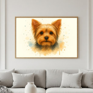 Sweet Yorkshire Terrier Waterverf Portret Poster