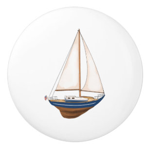 Sweet zeilboot nautische kwekerij Kustkust Kinder Keramische Knop