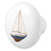 Sweet zeilboot nautische kwekerij Kustkust Kinder Keramische Knop (Rechts)