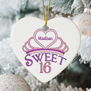 Sweet Zestien verjaardag Aangepast Roze Kerst van  Keramisch Ornament
