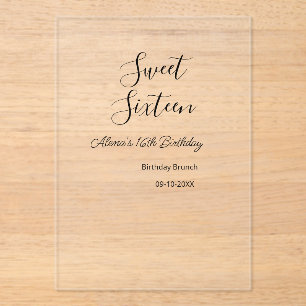 Sweet zestien verjaardag brunch 16e verjaardag naa acryl uitnodigingen