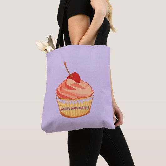 Sweeter dan Cupcakes Lavender Canvas tas (Dichtbij)