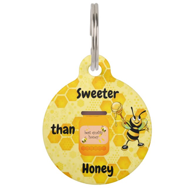 Sweeter dan Honey - Bee Honey Comb Huisdierpenning (Voorkant)