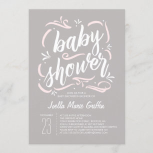 Sweetest Grey and Pink Baby shower Invitation Kaart