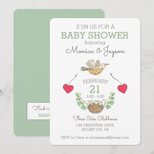 Sweetest Mama Bird Flying Baby shower Green Kaart