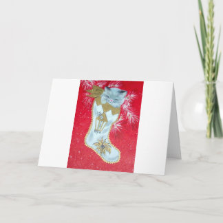 Sweetest Mid Century Mod Christmas Kitten Feestdagen Kaart