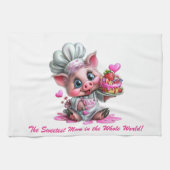 Sweetest Mom Pig Chef Kitchen Towel Theedoek (Horizontaal)