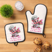 Sweetest Mom Pig Chef Oven Mitts & Pot Holder Set (Top down)