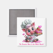 Sweetest Mom Pig Chef Refrigerator Magnet (Recto/Verso)